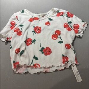 For Love And Lemons White and Red Cherry Floral Tee